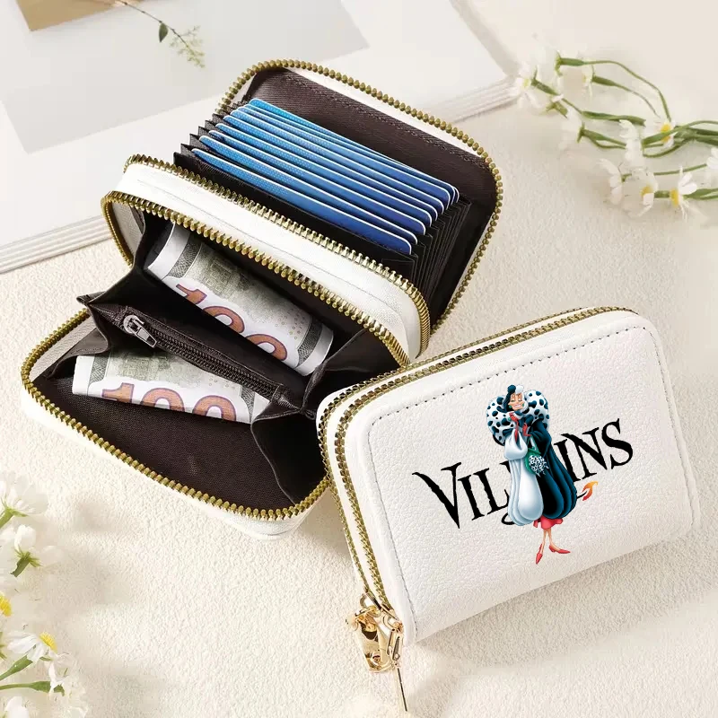 

Villains Women's Credit Card Holder Wallet Fashionable Double-Zipper multi-slot Credit Card Coin Wallet for Women