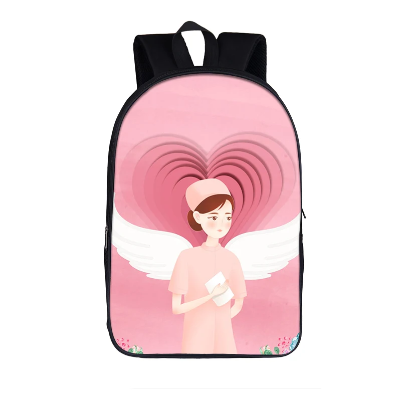 

Cartoon Angel Nurse Doctor Backpack for Teen Girls Hospital Nurses Gift Casual Travel Daypack 16 Inches Child School Bookbags