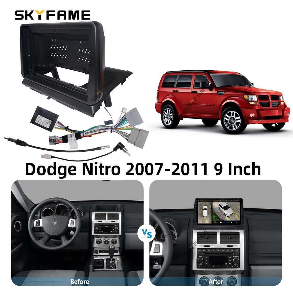 SKYFAME Car Frame Fascia Adapter Canbus Box Decoder Android Radio Dash Fitting Panel Kit For Dodge Nitro