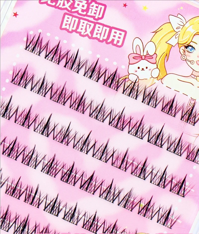 MIAOJIE 自己粘着まつげクラスターまつげ接着剤なし個別まつげソフトアイドルラッシュクラスター再利用可能な自己粘着まつげ