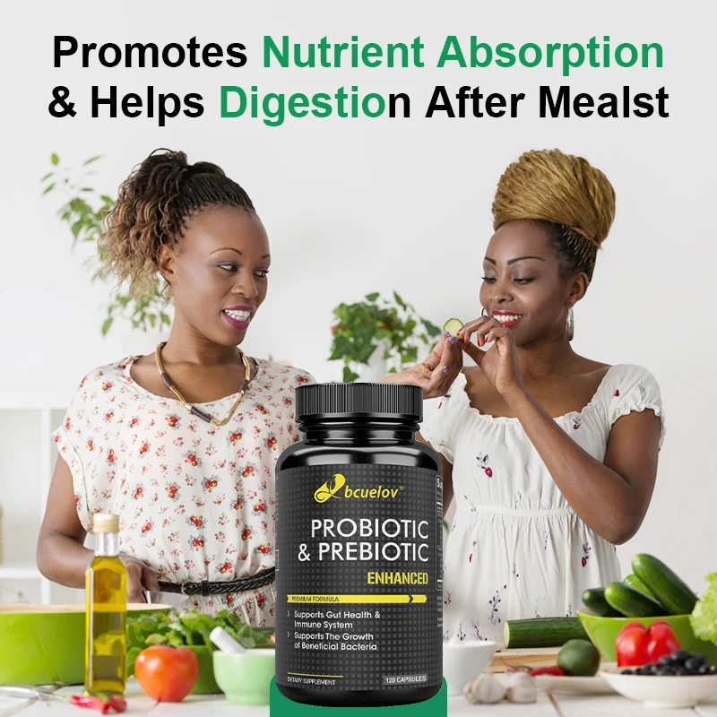 مكمل غذائي بروبيوتيك وبريبيوتيك من Bcuelov - يدعم صحة الأمعاء والهضمية - يدعم صحة الجهاز المناعي