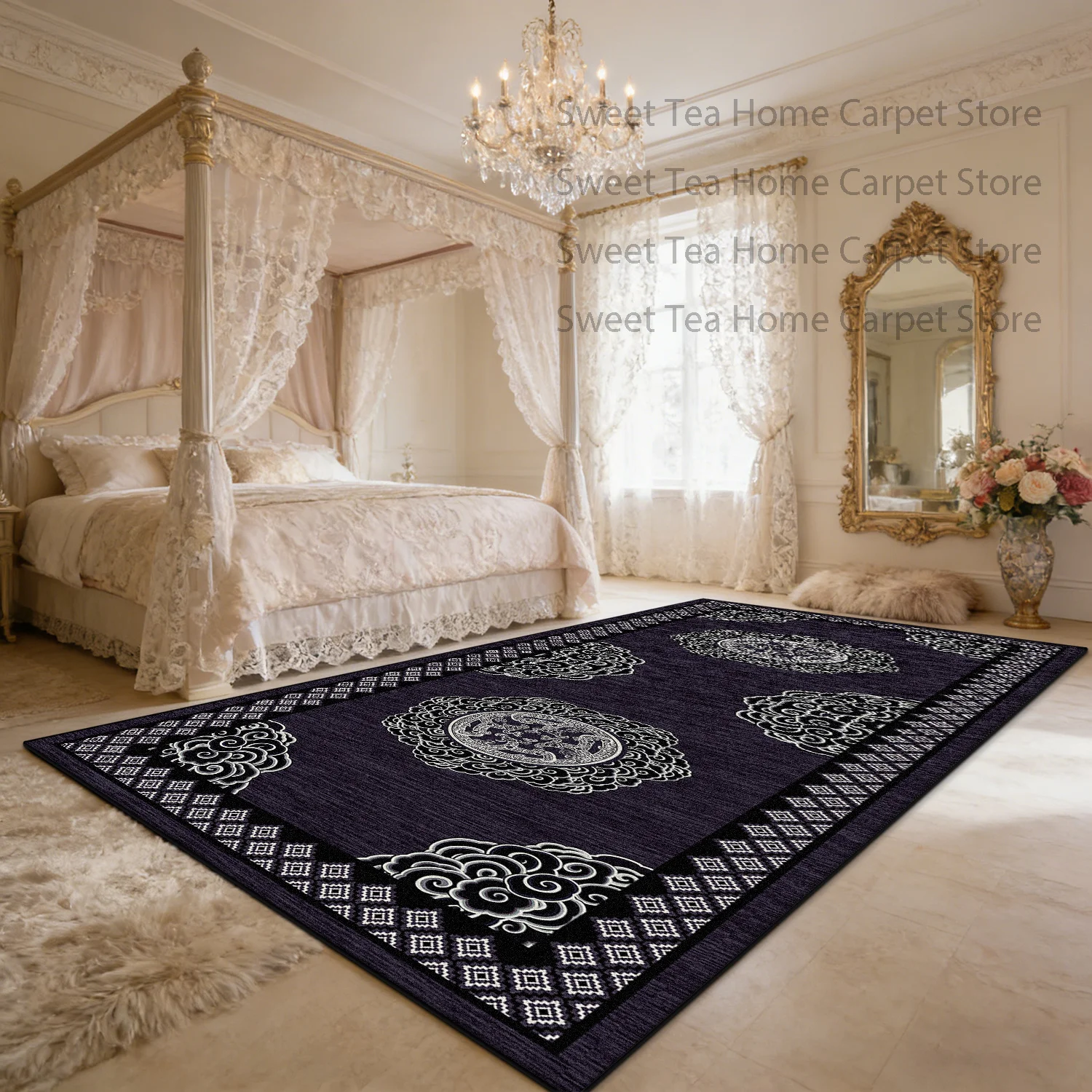 Chinese Classical Bedroom bedside Mat Decoration Home Antiskid Machine Washable Dining Room Kitchen Rug Parlor sofa soft Carpe