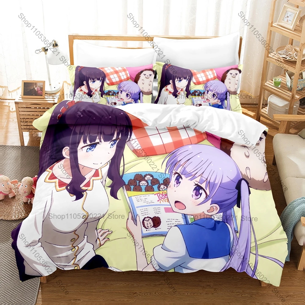 Popular Anime New Game! Duvet Cover + 2 Pillowcases, Vivid Aoba Character Design Bedding Set All Season Use for Anime