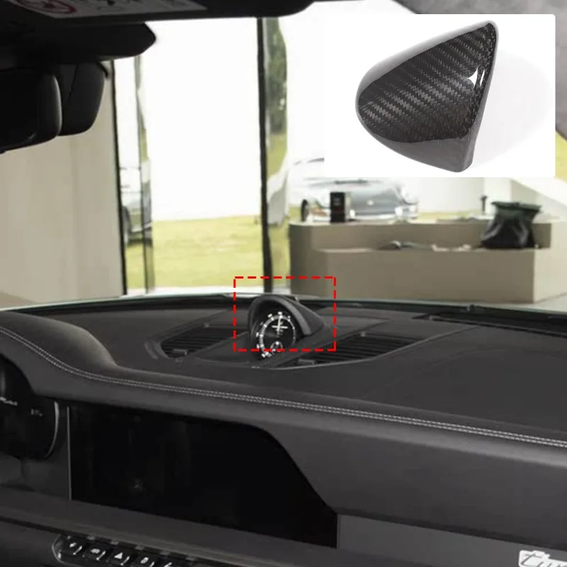 Dashboard Clock Cover Trim Sticker Real Carbon Fiber Dash Clock Protective Cover For Porsche 911 992 2019-2026 Car Accessories