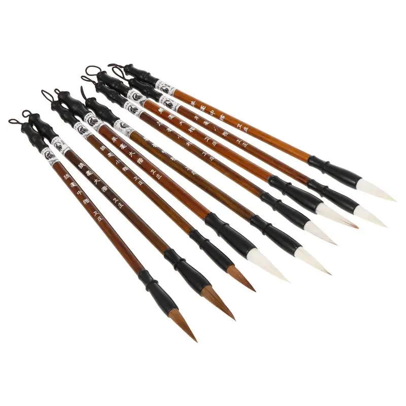 

9 Pcs 1 Bag Traditional Chinese Calligraphy Brush Oil Painting Oil Watercolor Scriptures Writing Brush Art Paint Brush