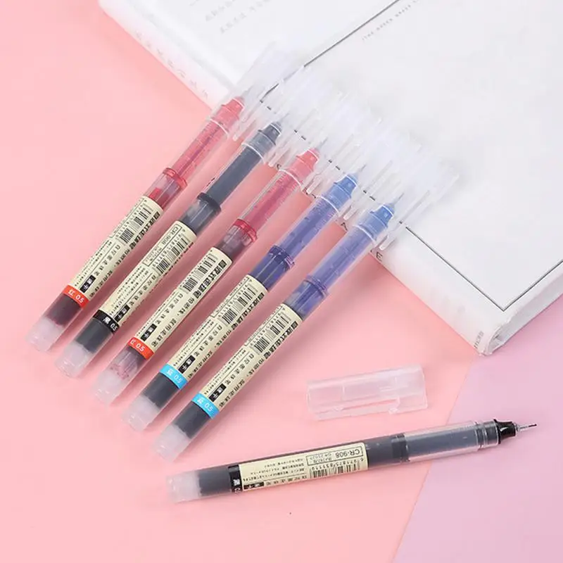 Bolígrafos de Gel tipo aguja de alta calidad, bolígrafo líquido recto, papelería Kawaii, suministros escolares y de oficina, escritura