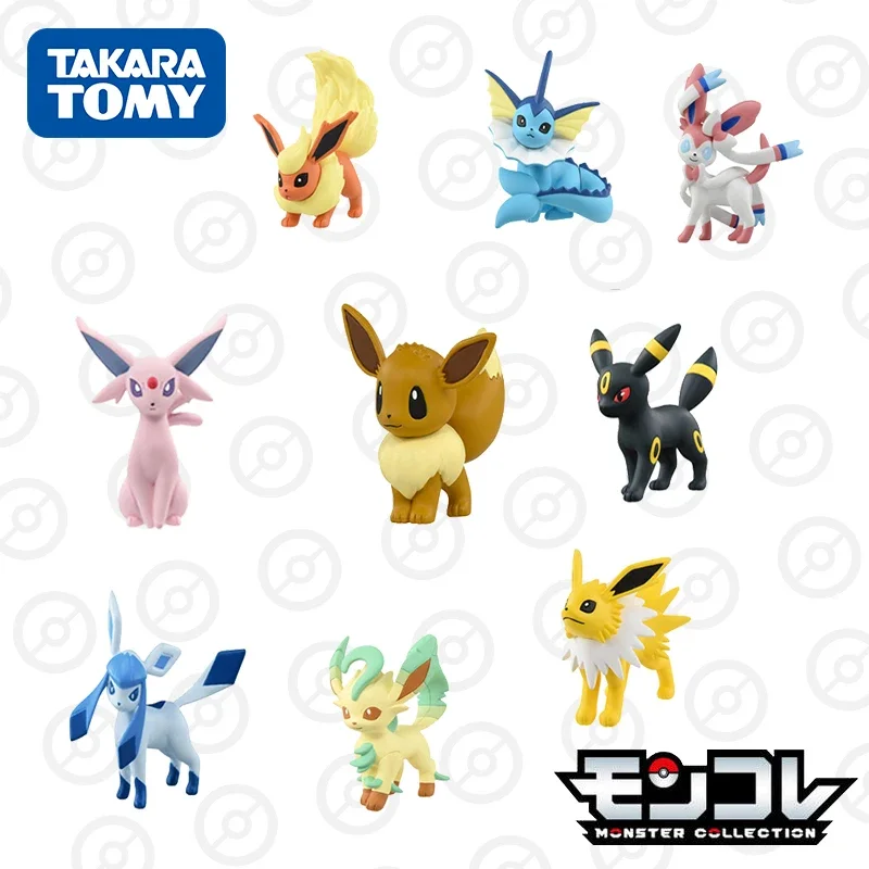 TAKARA TOMY Pokemon Monster Collection Vaporeon Jolteon Leafeon Glaceon Resin Anime Figure Kids Xmas Gift Toys for Boys