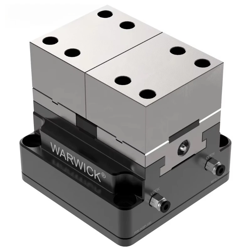 5 Axis Self-centering Pneumatic Vise for VMC Rotary Centric Vices with Aluminum Soft Jaw KSP2-100+RZ-100A