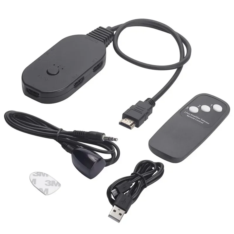 HDMI-compatible Splitter 3 in 1 out 4K/60Hz HDMI 3x1 Adapter with Remote for XBOX 360 TV Mi Box Switch PS5 PS4 HDMI 2.0 Switcher