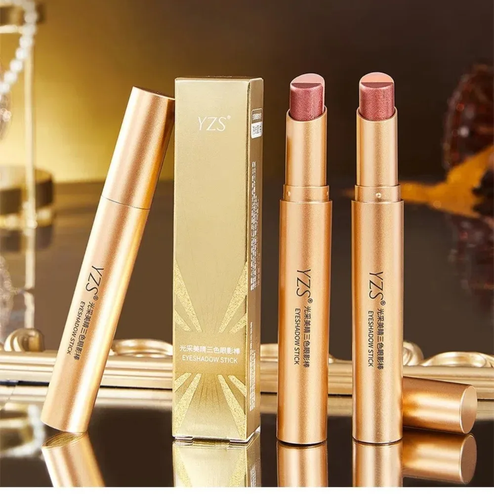 

New Tri-Color Eyeshadow Stick Matte Finish Long Lasting Eyeshadow Pen Waterproof Highlighter Pen Quick Makeup