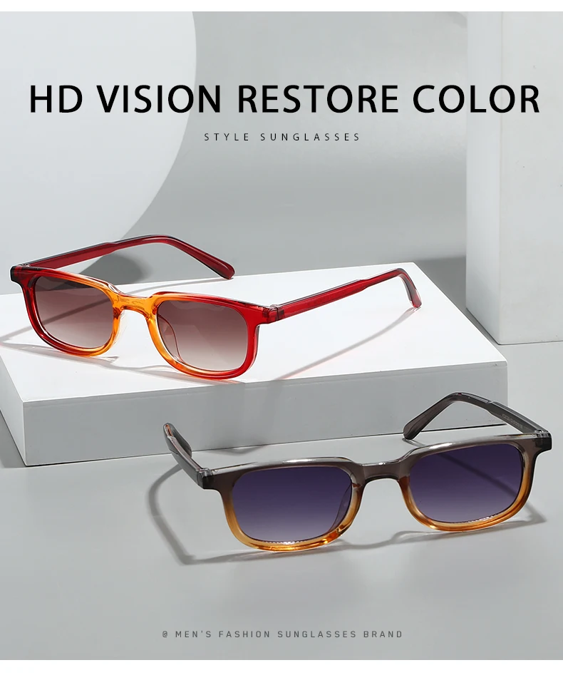 Damen Retro Vintage Bunte Kleine Quadratische Sonnenbrille mit Farbblockierung für Outdoor-Aktivitäten und Herren-Sonnenbrillen – Detail 2