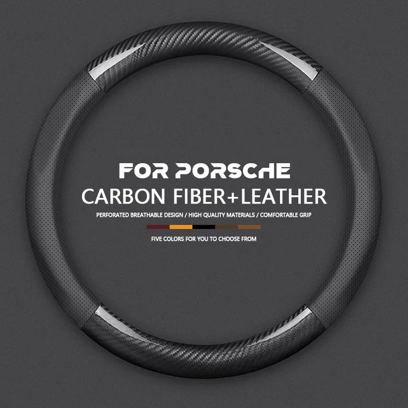 

Автомобильный кожаный чехол на руль из углеродного волокна для Porsche Boxster Cayenne Panamera Taycan Macan Cayman 911 918 996 997 991 718