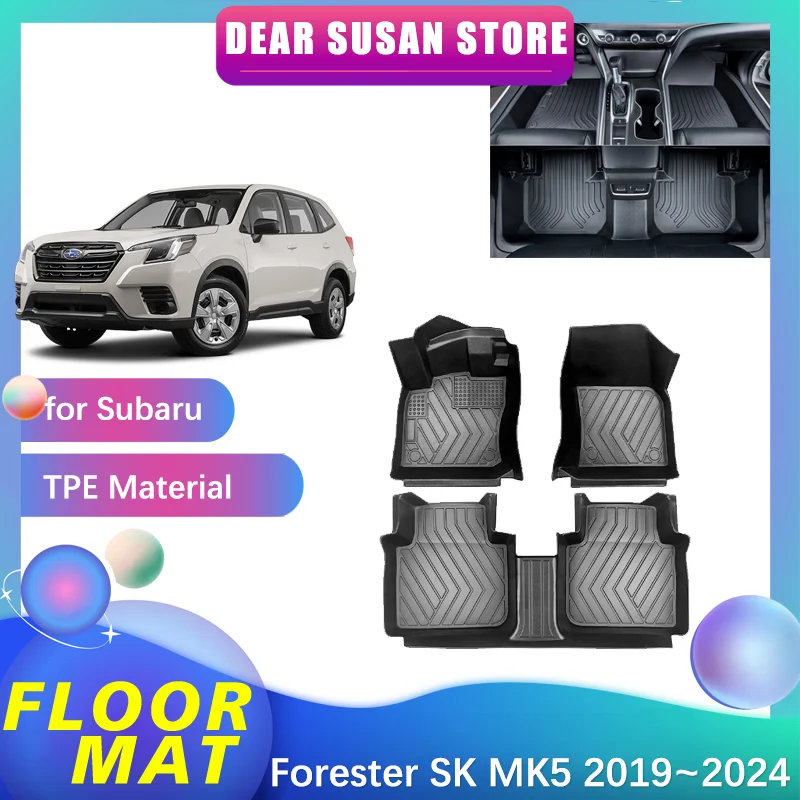 

Floor Mat for Subaru Forester SK MK5 Sport 2019~2024 Tray Foot TPE Waterproof Inner Liner Carpet Pad Custom Cover Rug Accessorie