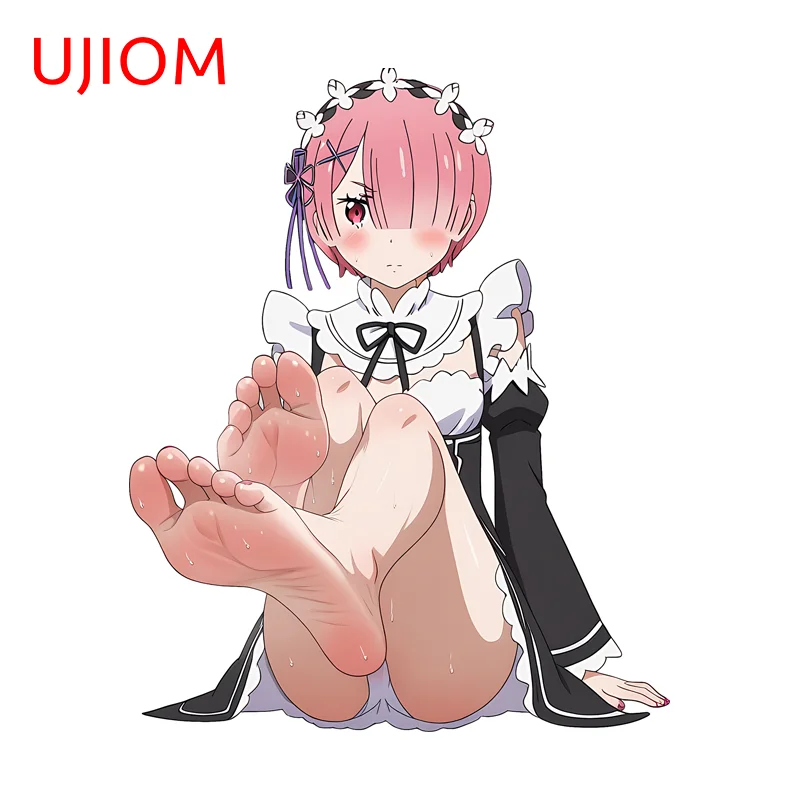 

UJIOM Seductive Pretty Fashion Ram Wall Sticker Maid Uniform Sitting Posture Edgy Decal Vinyl Room Decoration Accessories