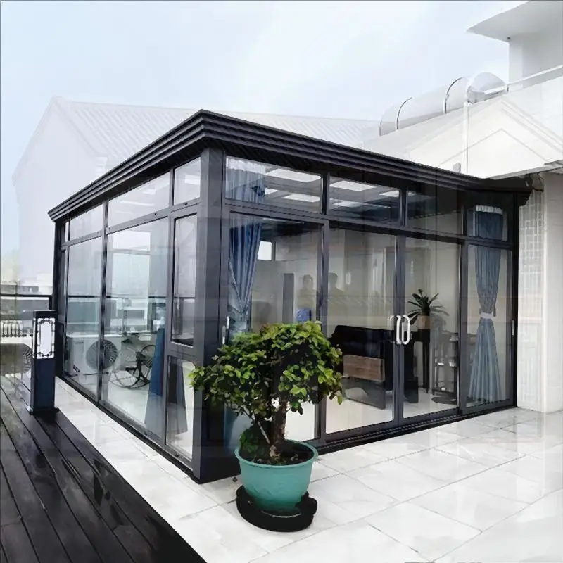 غرفة نوم زجاجية أوتوماتيكية، عملية يدوية، دفيئة للمنزل والحديقة والأنشطة الخارجية، هيكل من الألومنيوم لغرفة الشمس #1