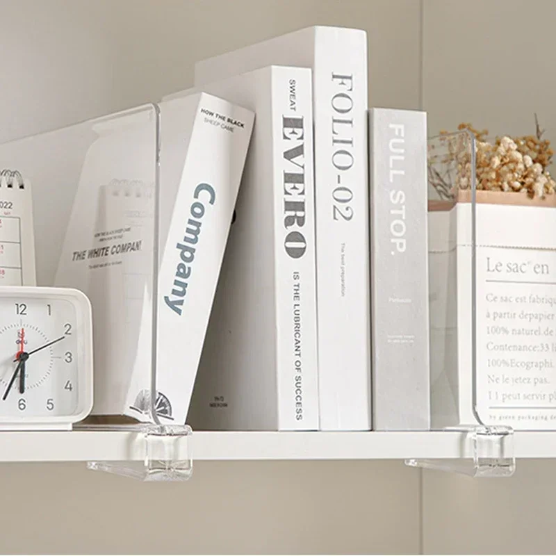 2PCS Clear Acrylic Closet Shelf Bookcase Divider Home Use Wardrobe Shelf Bookcase Baffle Divider Commodity Storage Organizer