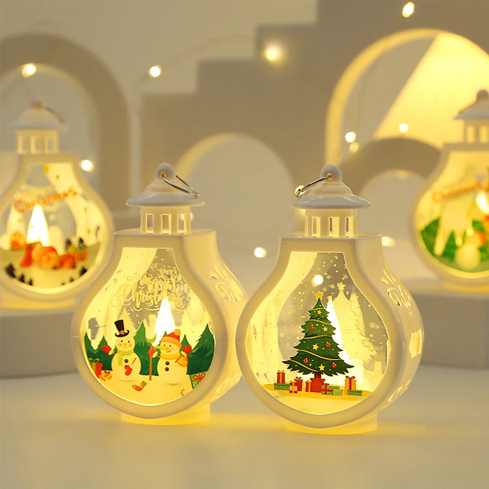 Christmas Desktop Candle Holders Xmas Lantern LED Lighted Snowman Lamp for Navidad New Year Wind Lights Xmas Tree Pendants Decor