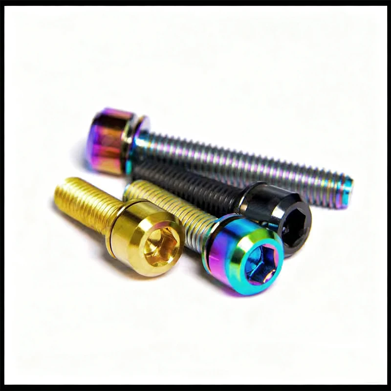1/2/5/10/20pcs M6x16/18/20/25/30/35mm Titanium Allen Hex Screws With Washer For Bicycle Clamp Handle/Bowl Set/Hub V-Brake Fixing