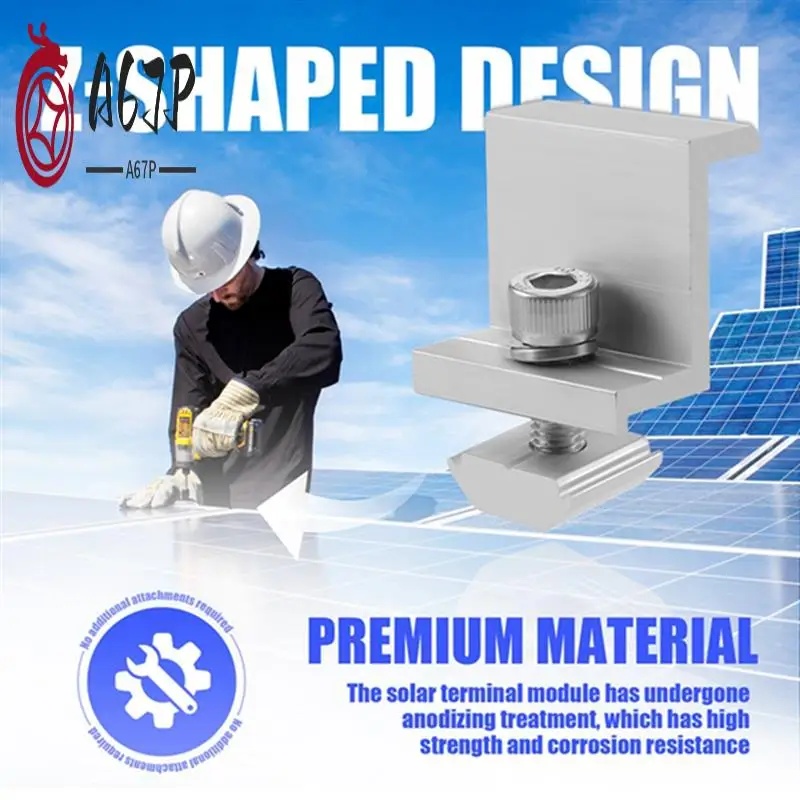 

A67P-Solar Panel Mounting Brackets,8Pcs Aluminum Solar Panel End Clamp 30-45Mm Adjustable H, Solar Panel Mount For Metal Roof