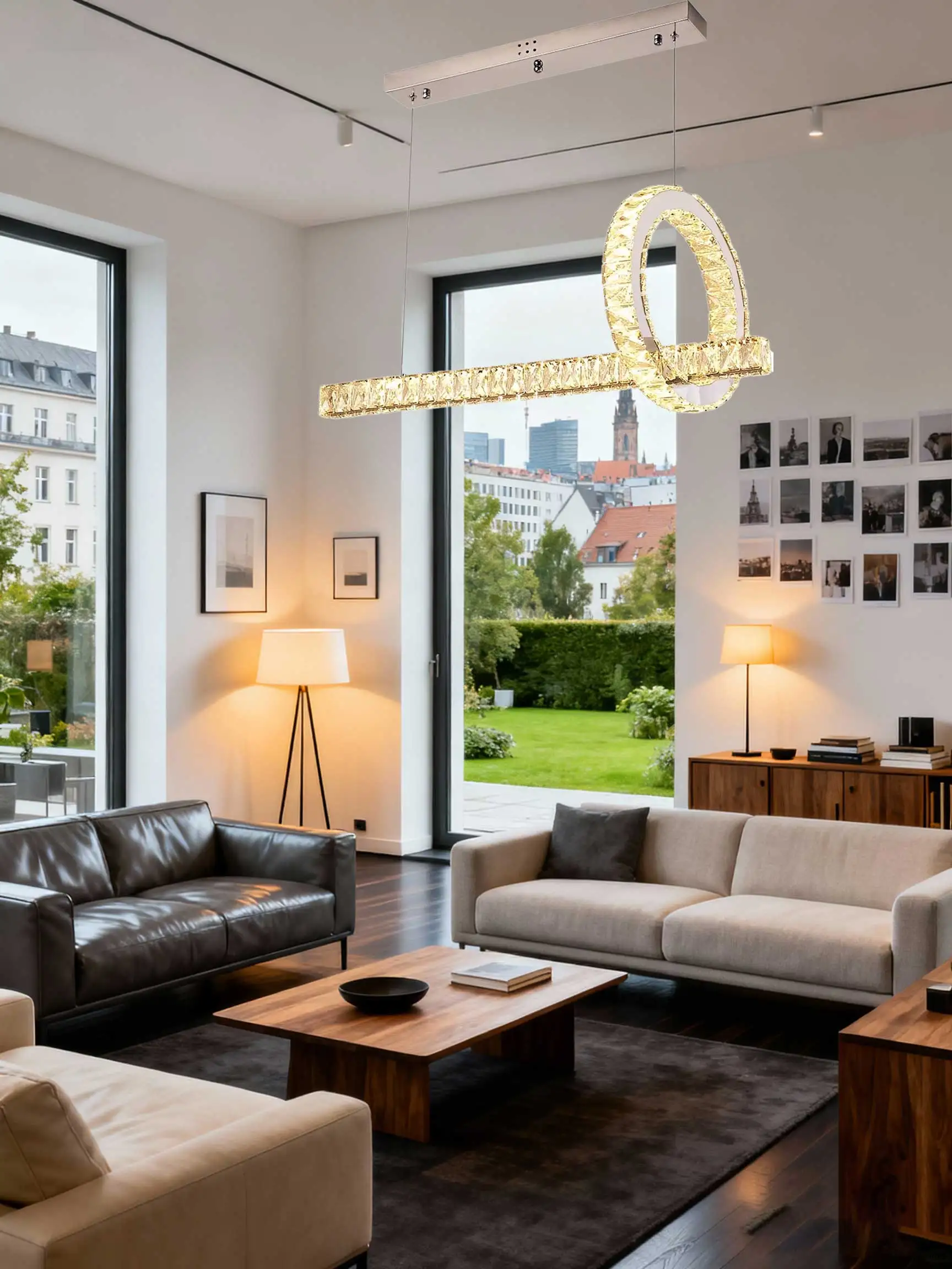 أضواء وثريات معلقة على شكل حلقة LED لتزيين المنزل المعاصر لغرفة المعيشة وغرفة الطعام وإضاءة معلقة داخلية