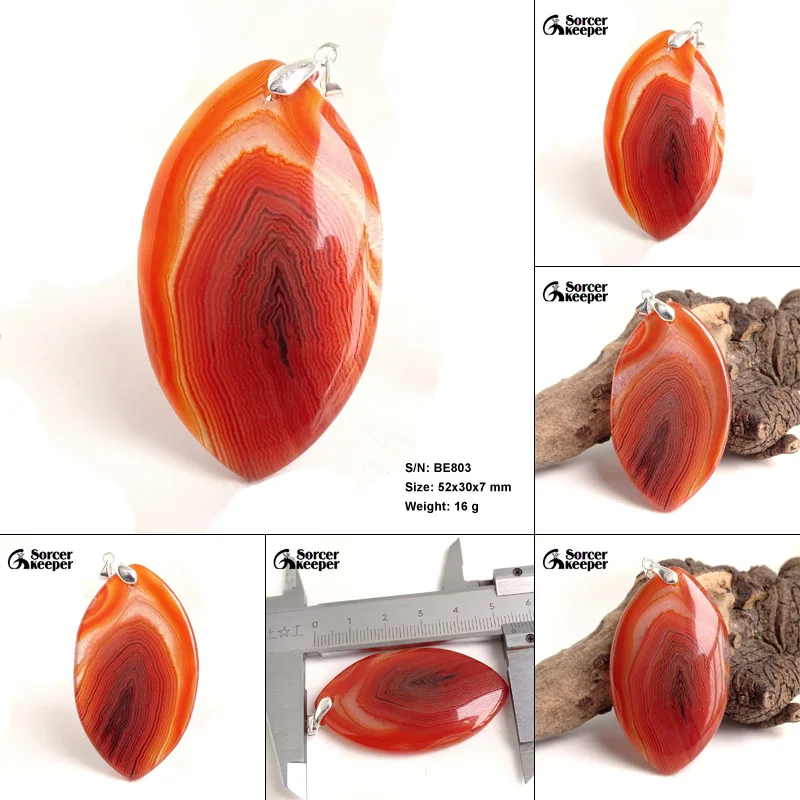 High Quality Pendentif Real Natural Red Botswana Agate Stone Pendant Chains Necklace For Women's Men's Jewelry Making BC047H