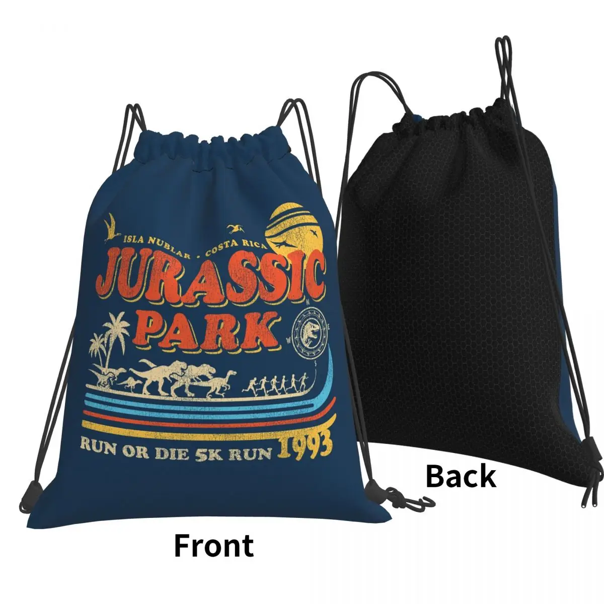 Dinosaur Park Run Or Die 1993 Worn Backpacks Portable Drawstring Bags Sports Bag Book Bags for Man Woman Students