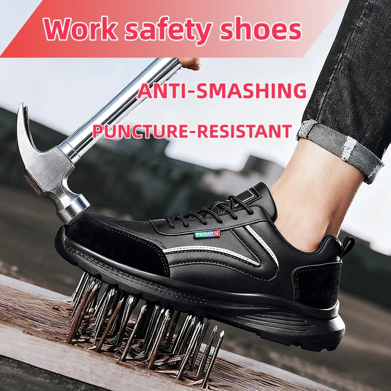 Large Size 45 46 New Safety Shoes Men Anti-smash Anti-puncture Work Shoes Fashion Men Industrial Shoes Security Protective Boots