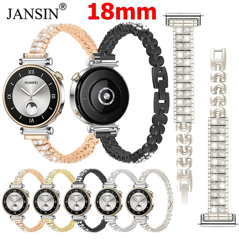 18mm Diamond Strap For Huawei Watch GT4 41mm Women Jewely Bracelet For Garmin Venu 3S 2S Vivoactive 4S 3S Forerunner 265S 255S