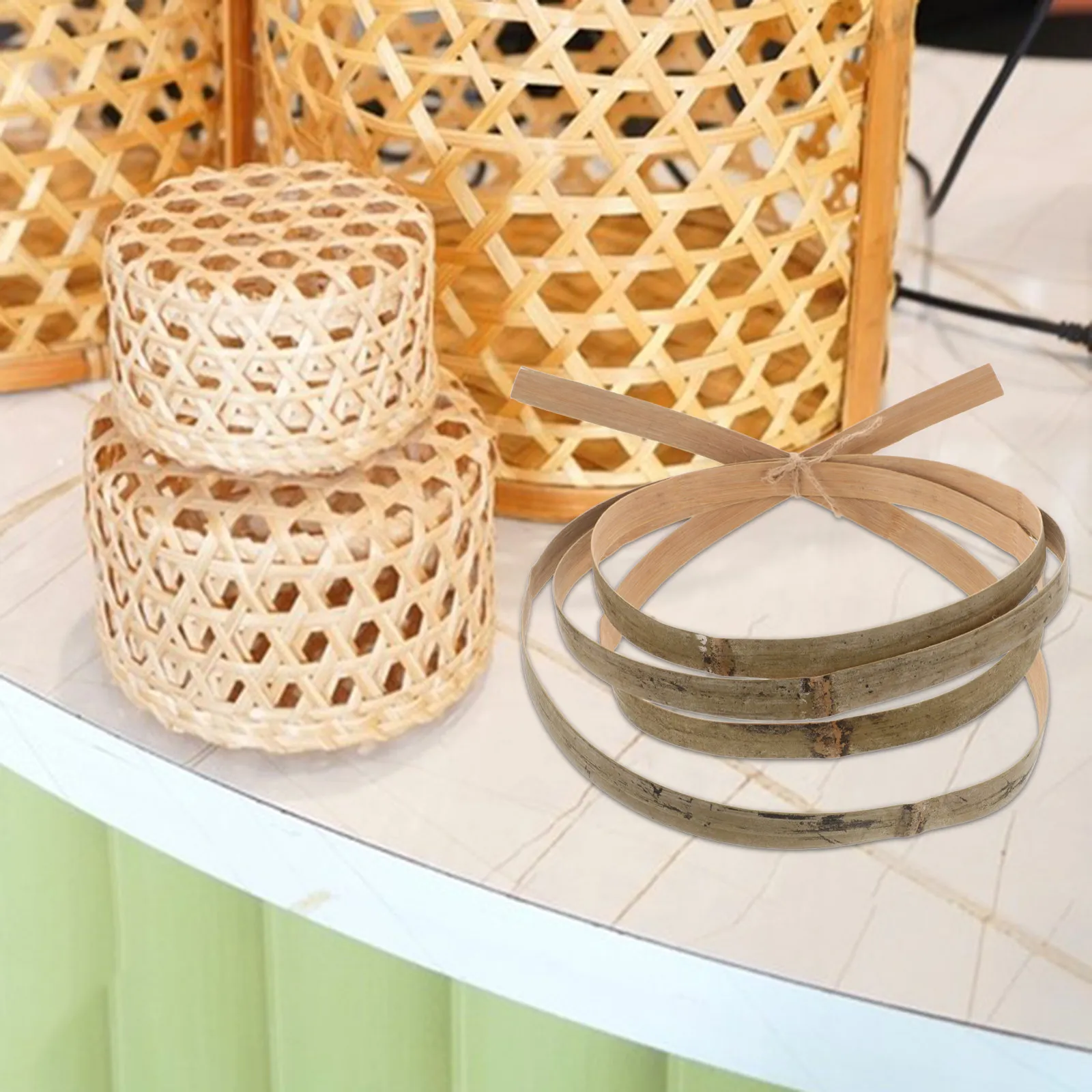1 Roll Multi-Functional Bamboo Strip for Weaving Baskets Tables Chairs Tablemats Smooth Surface Easy-to-Shape DIY Bamboo Woven