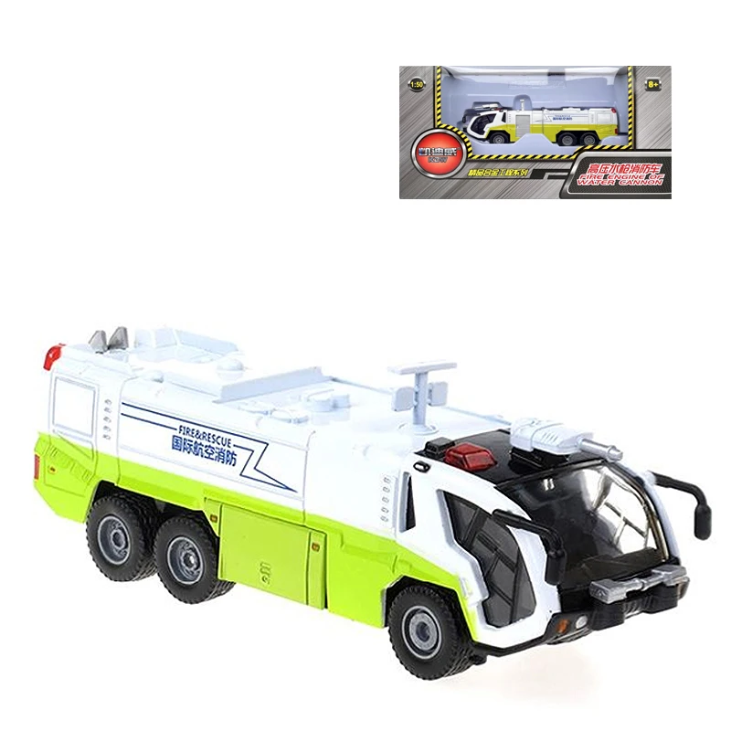 1:50 Toys Car Model Alloy Diecast Airfield Water Cannon Water Fire Rescue Truck Cars Collection Gift for Kid Hobby Toy Boys B116