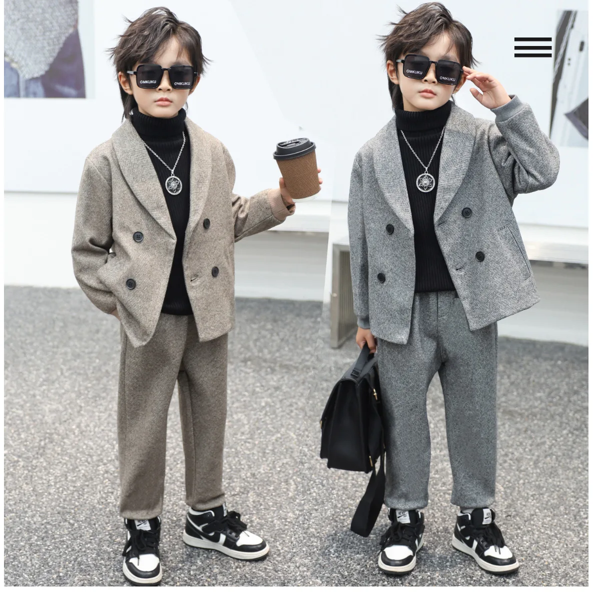 Children Autumn Winter Sports Jacket Pants 2PCS Photography Suit Kids Birthday Wedding Dress Boys Host Speech Ceremony Costume