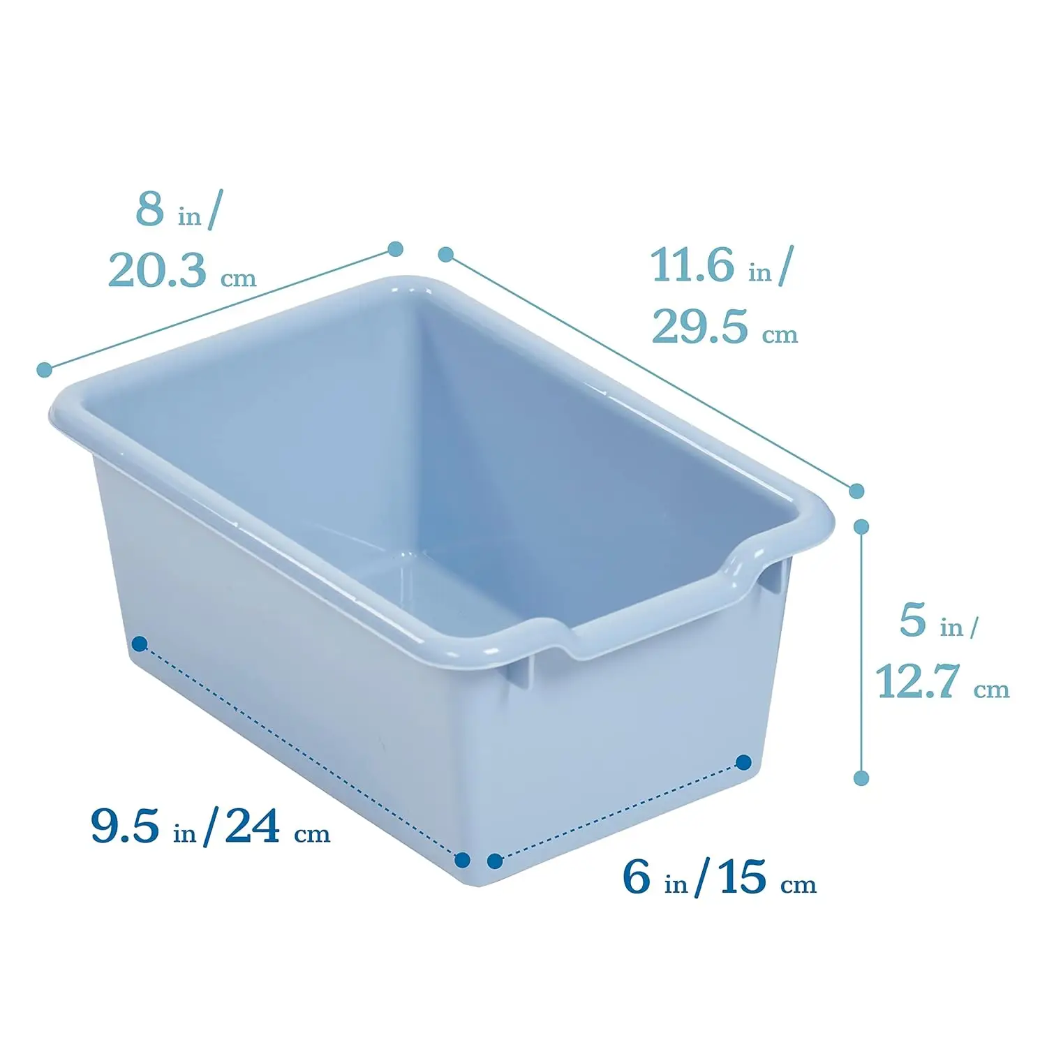 Scoop Front Storage Bin, Multipurpose Organization, Powder Blue, 30-Piece