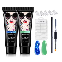 Poly Nail Gel Kit - 15ml Gel kits with 100Pcs False Nail and Brush & Picker Starter Kit Nail Extension Gel Kit with 5 Pcs Clip