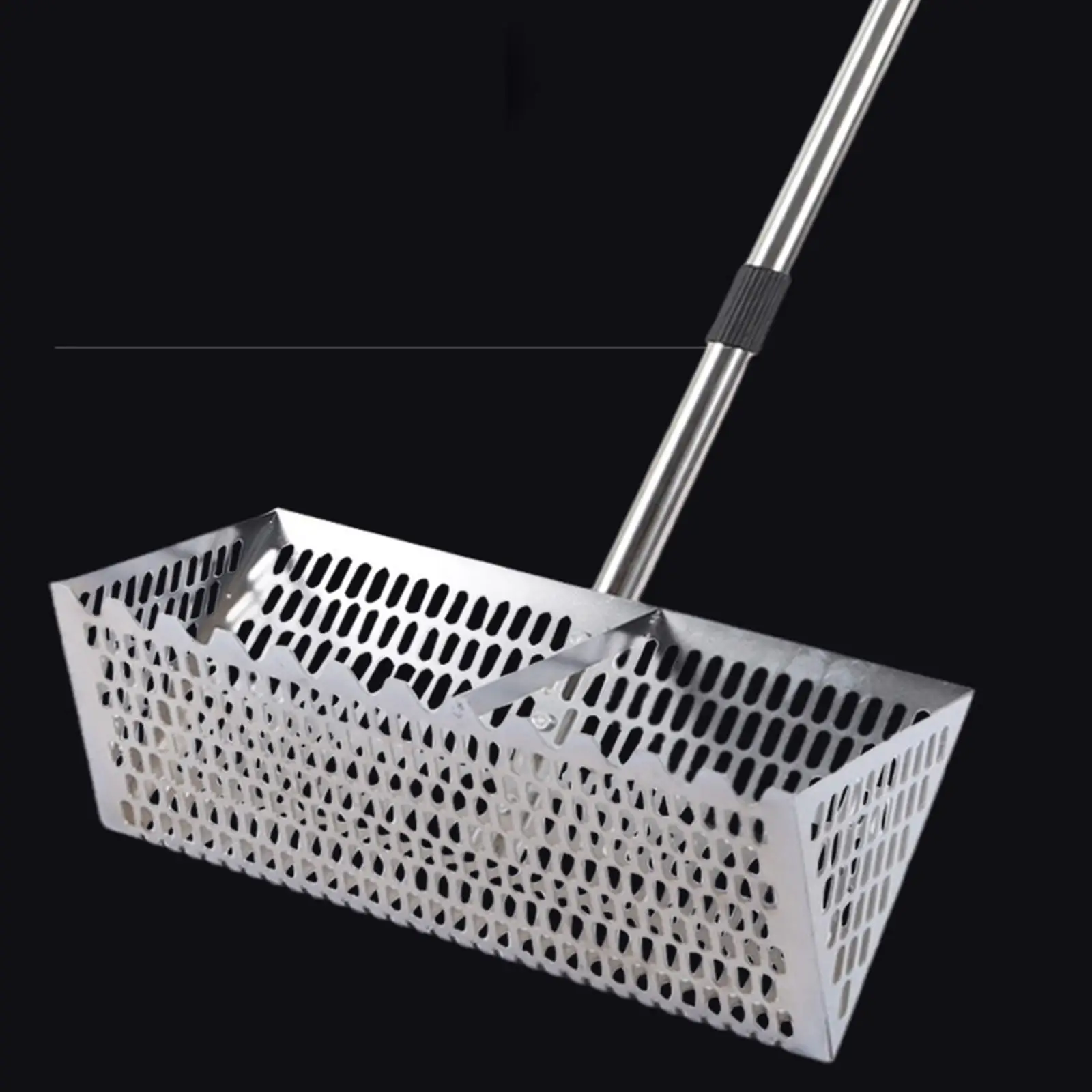 Stainless Steel Sand Flea Rake Sharp Tooth Sieve Mesh Beach Rake Ergonomic Handle for Sea Food Catching and Soil Loosening