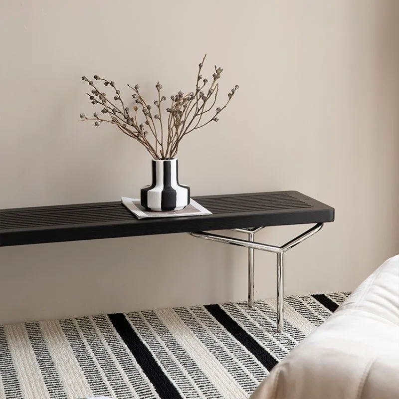 FOR Asymmetrical Bench At The Foot of The Bed, Home Doorway, Solid Wood Shoe Bench, Hollow Out