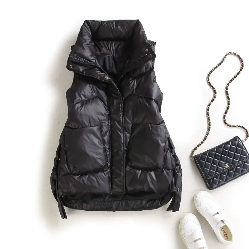 

Свободный женский пуховый жилет из хлопка, осень-зима 2026, новая корейская версия, модная верхняя одежда на молнии, цветной