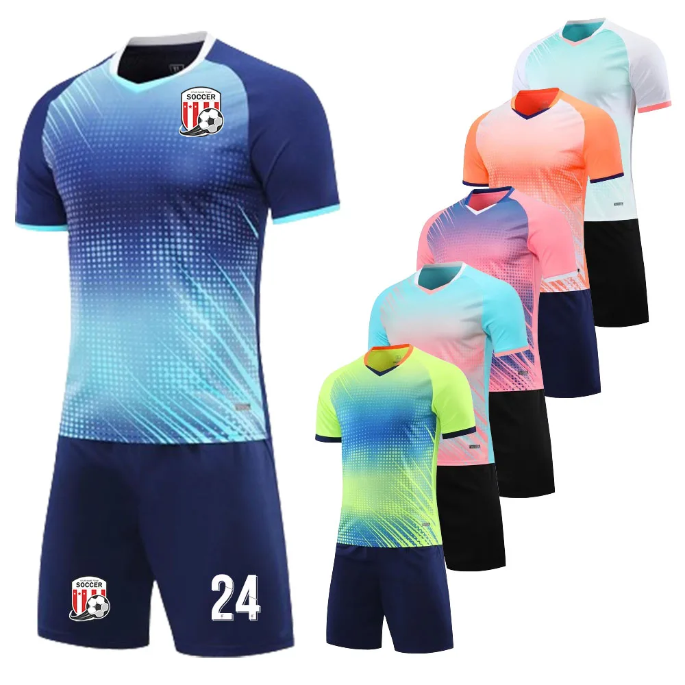 23/24 High Quality Soccer Jersey Set for Men Kids Custom Women Boys Man Short Sleeve 2 Piece Football Uniform Training Suit