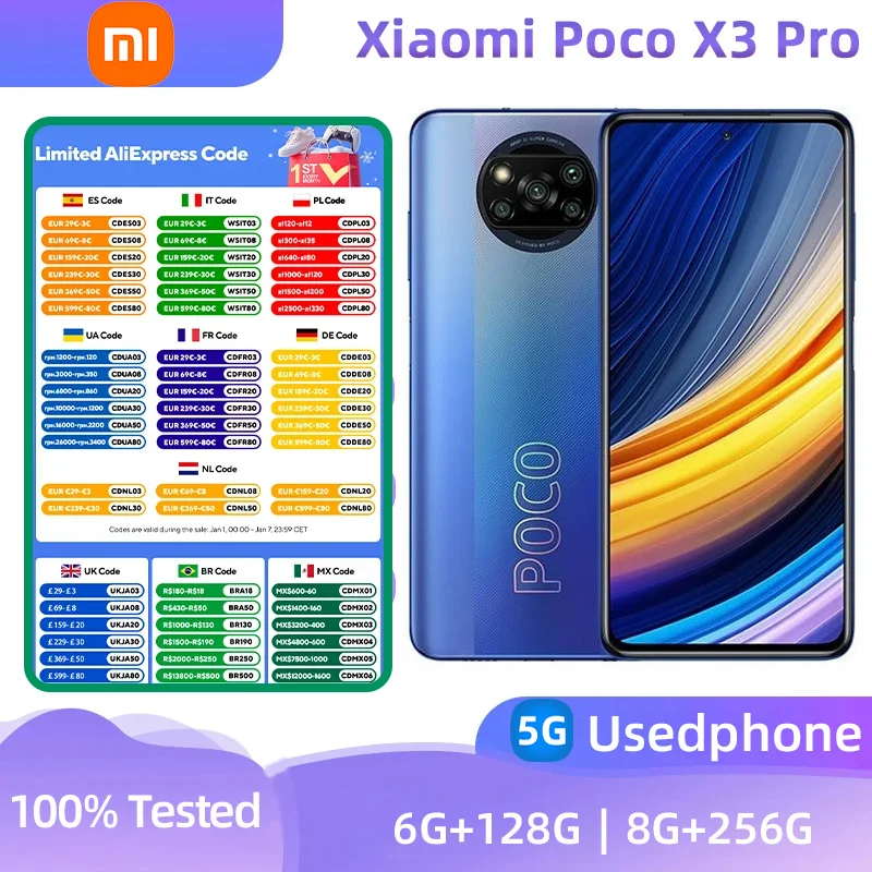 Xiaomi POCO X3 Pro 4G 6.67-inch screen smartphone CPU Qualcomm Snapdragon 860 battery capacity 5160mAh 48MP camera used phone