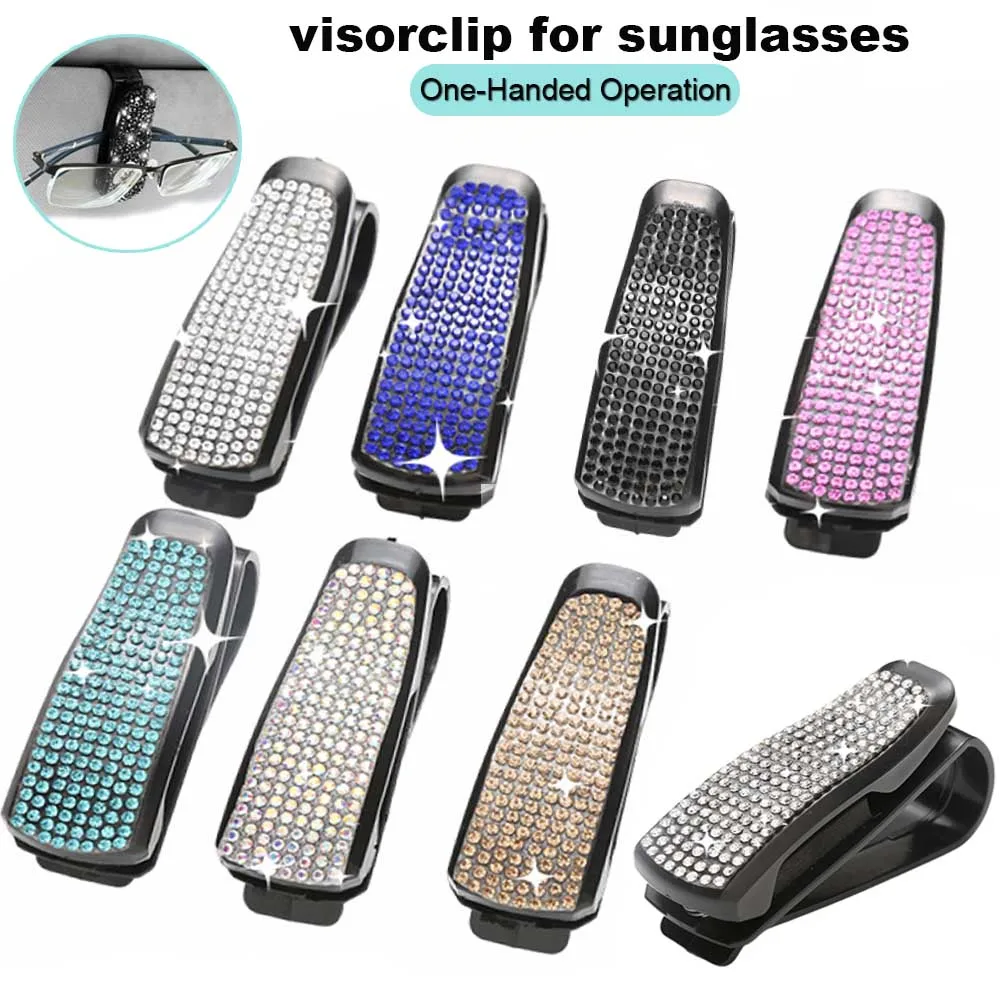 3 Stück Auto-Sonnenblenden-Brillenhalter – Brillenhalterung im Diamant-Design mit Ticket-Clip, Auto-Innenzubehör