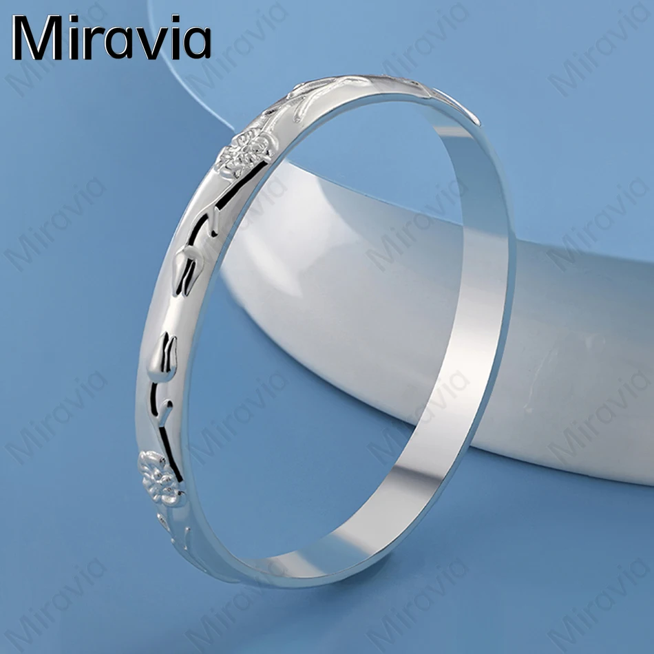 

Miravia 925 Sterling Silver Embossed Pattern Bracelet Women Cute Noble Anniversary Gift Jewelry