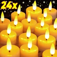 1/24Pcs Flameless LED Candle Lights Creative Wishing Tealights Battery Powered Warm White Wedding Party Decoration Candle Lamp