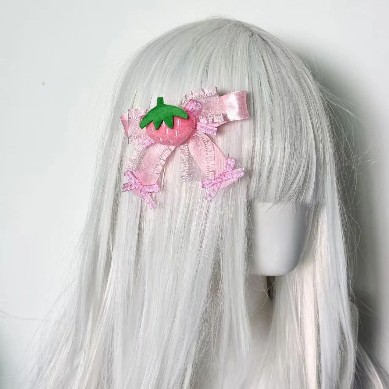 딸기 헤어 클립 달콤한 그리드 리본 패션 활 바레트 로리타 소녀 어린이 아기 유행 한국 액세서리 머리 장식