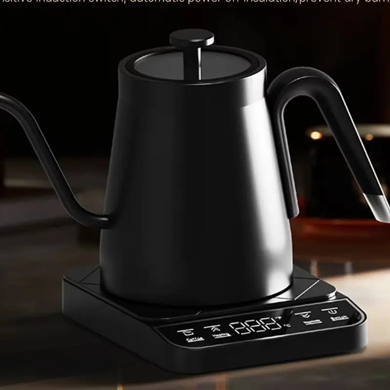 Electric Gooseneck Kettle 27oz with Digital Display One Touch 92℃ Setting Auto Shut Off Transparent Lid