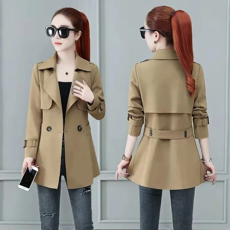 

Spring Autumn Female New Leisure Trench Jacket 2025 Ladies Fashion Windbreaker Coat Korean Women Long Sleeves Lined Top Outwear