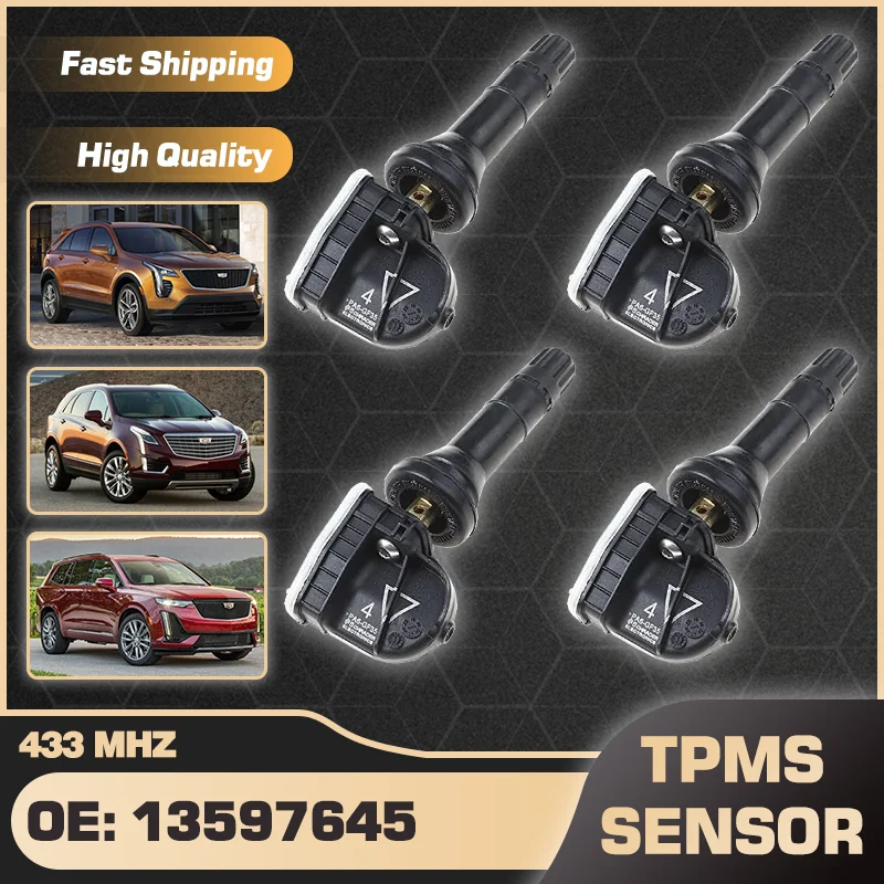 1/4Pcs Tire Pressure Monitor Sensor TPMS 433 MHz For Cadillac XT4 XT5 XT6 2016 2017 2018 2019 2020 13597645 13589601 13522955