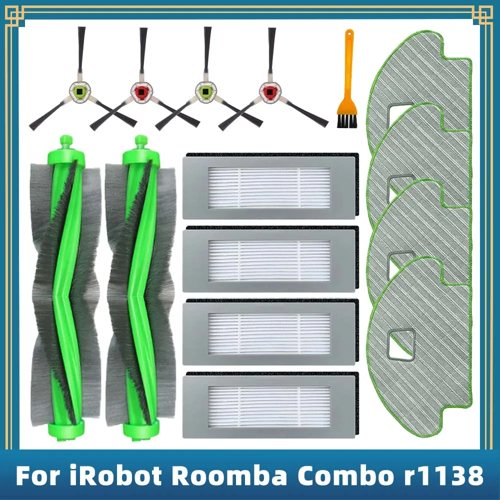 

Compatible For iRobot Roomba Combo r1138 Robot Vacuum Cleaner Spare Parts Accessories Main Side Brush Hepa Filter Mop Rag Cloth