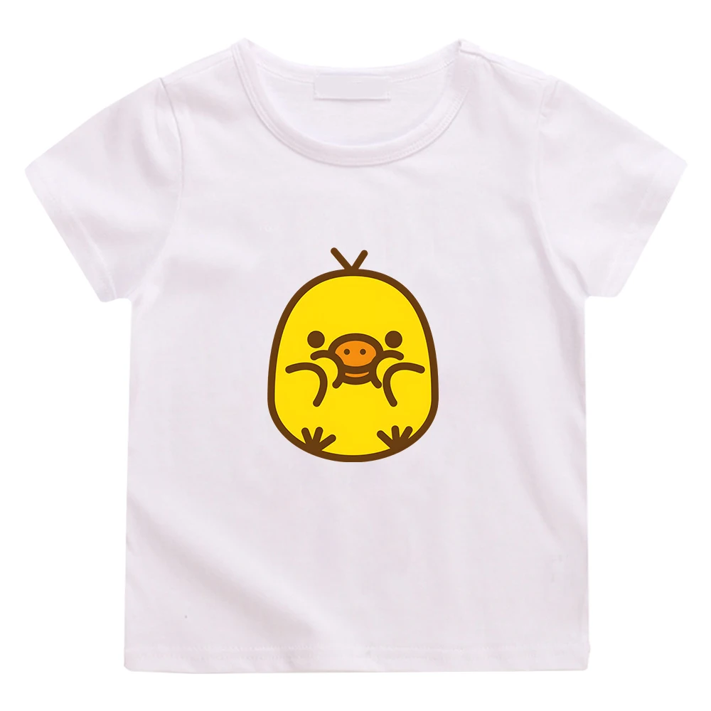 Cute Kiiroitori Yellow Chick Graphic T-shirt for Children Boys/Girls 100% Cotton Summer Tshirts Kawaii Cartoon Short Sleeve Tees