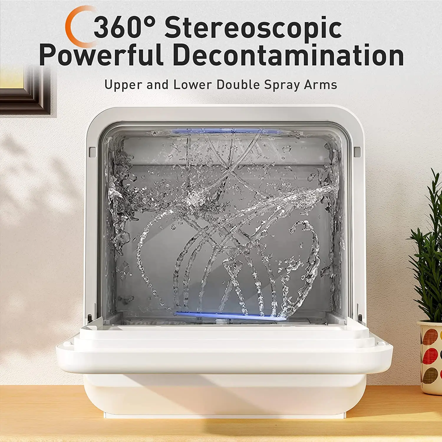 Joyoung Di Động Máy Rửa Bát Lật Số Để Bàn Với 5L Tích Nước 5 Chương Trình Giặt Không Khí Khô Chức Năng Cho Gia Đình và Nhà Bếp