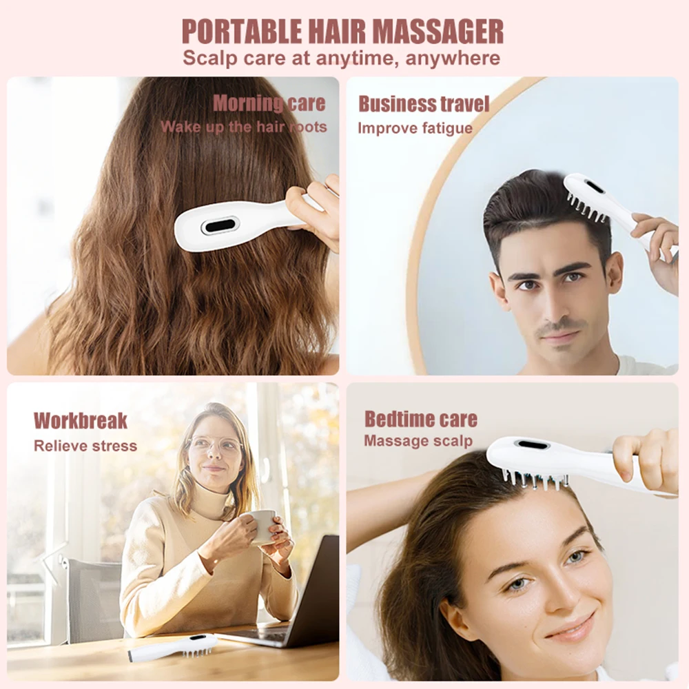 Electric Hair Growth Comb Oil Applicator Red Blue LED Vibration Head Massage Brush Comb EMS Stimulates Scalp Anti-Hair Loss view 6