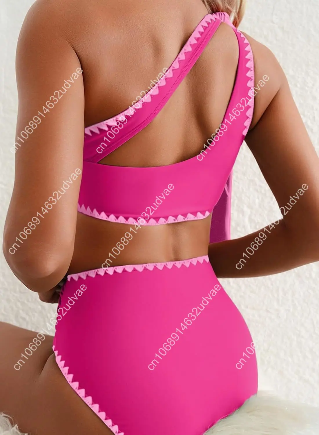 Women's One Bow Shoulder Bikini Sets 2 Piece Ruched Swimsuit Elegant Bathing Suit